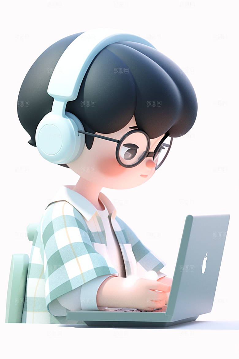 电脑工作人物高清上班族模型
