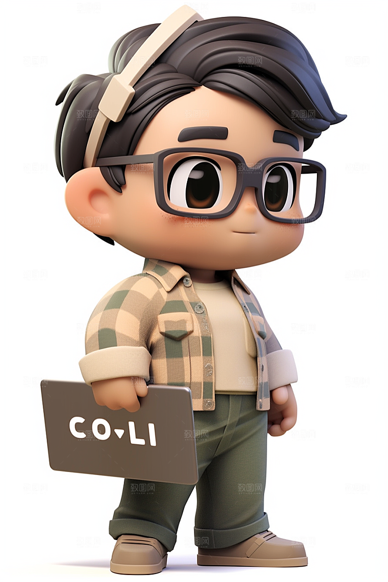 电脑工作人物3D高清模型