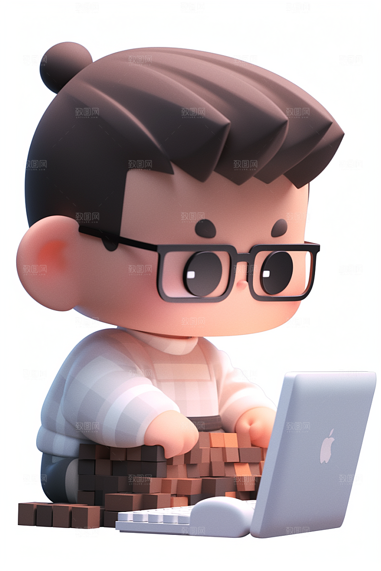 电脑工作人物3D工作模型