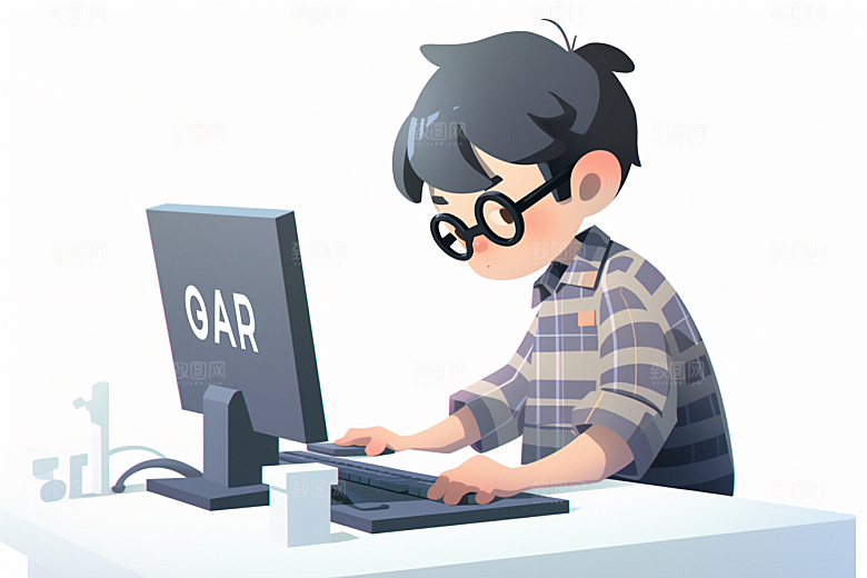 电脑工作人物办公室工作模型
