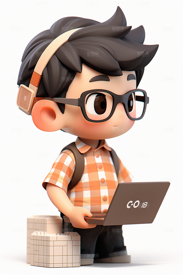电脑工作人物白领高清模型