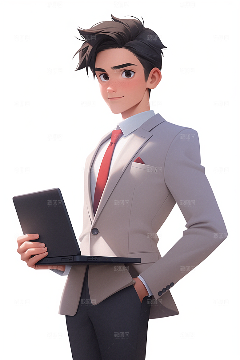 电脑工作人物3D加班模型