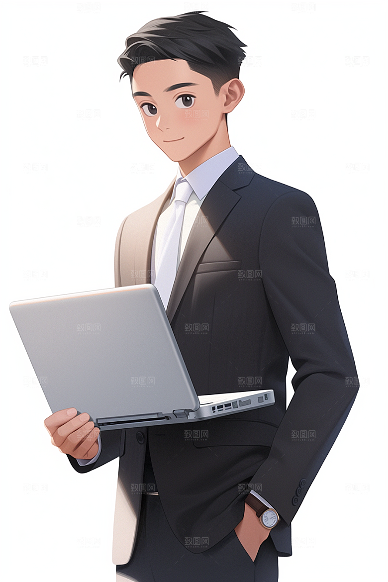 电脑工作人物打工办公室模型