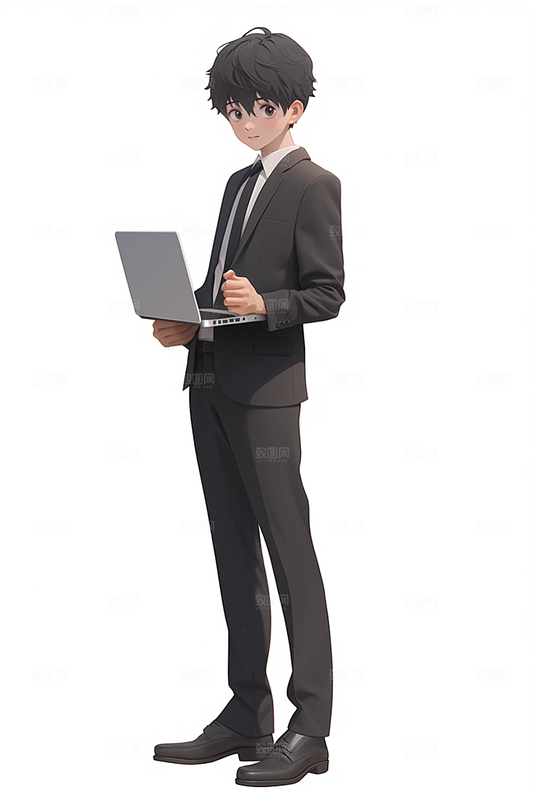 电脑工作人物肖像3D模型