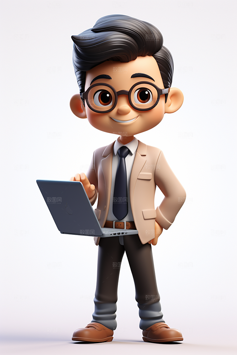电脑工作人物3D办公室模型