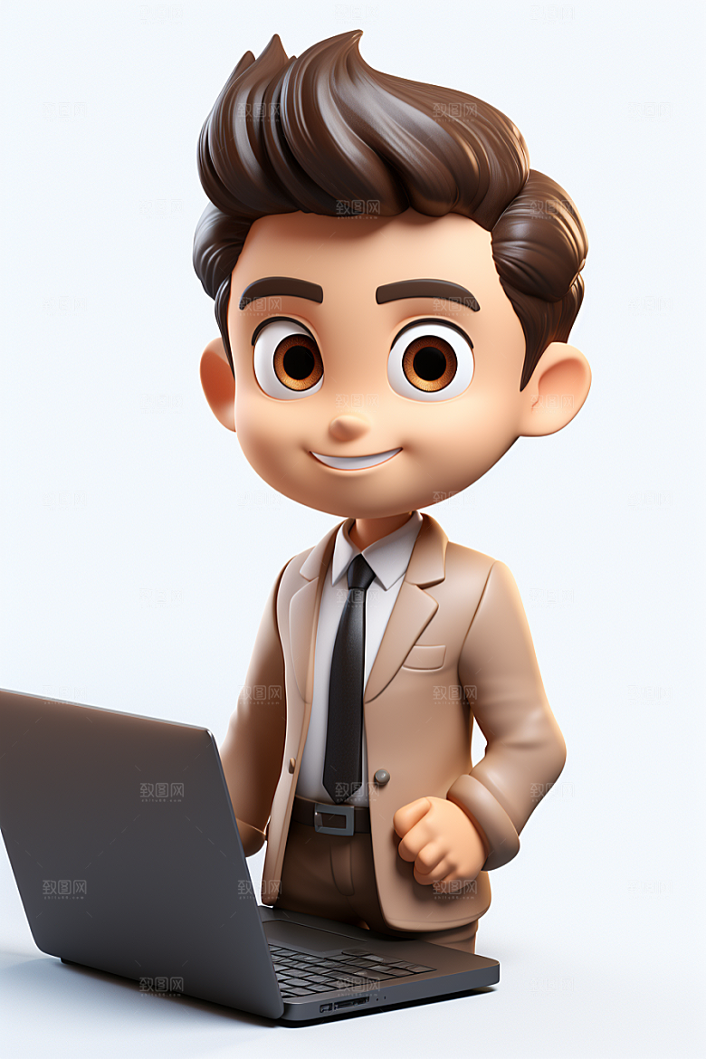 电脑工作人物加班工作模型