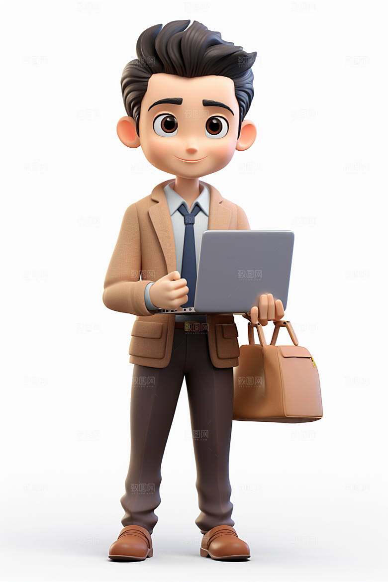 电脑工作人物加班办公室模型