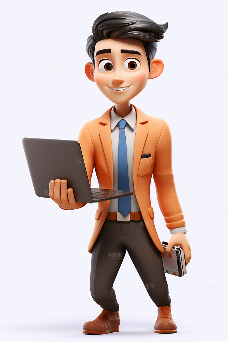 电脑工作人物办公室肖像模型