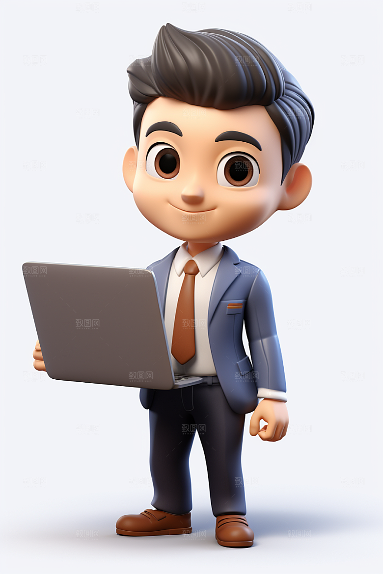 电脑工作人物白领肖像模型