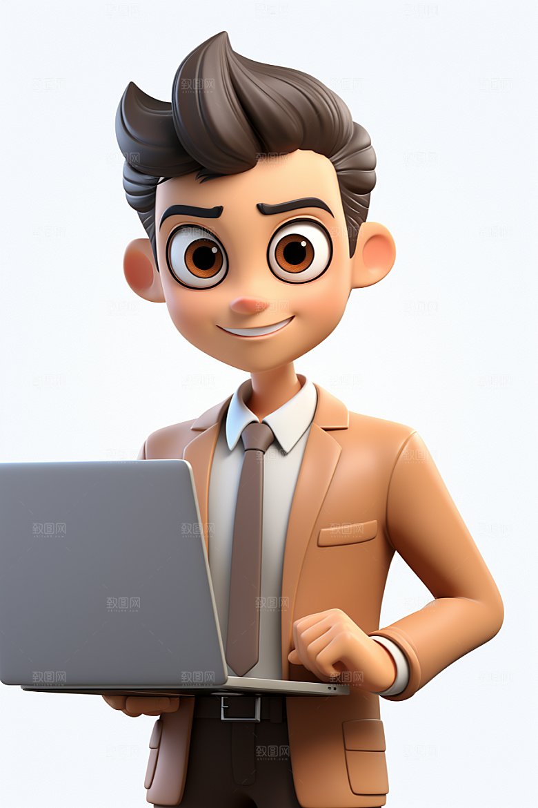 电脑工作人物工作加班模型