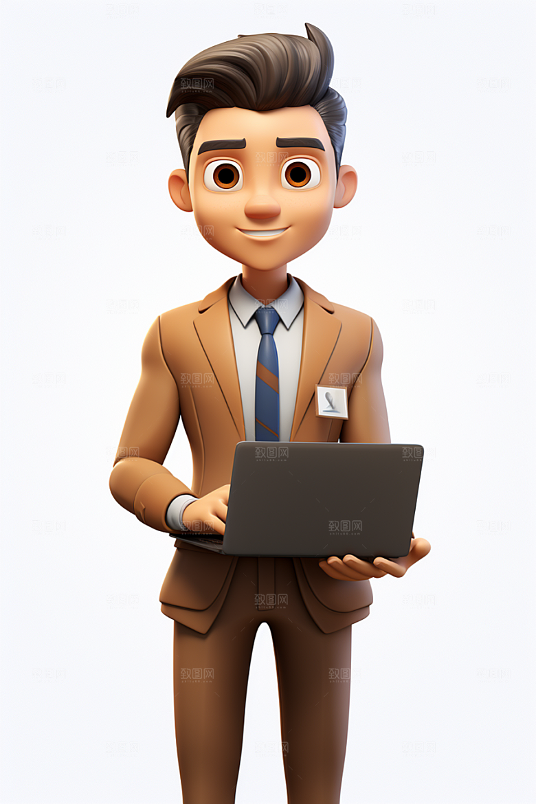 电脑工作人物工作加班模型