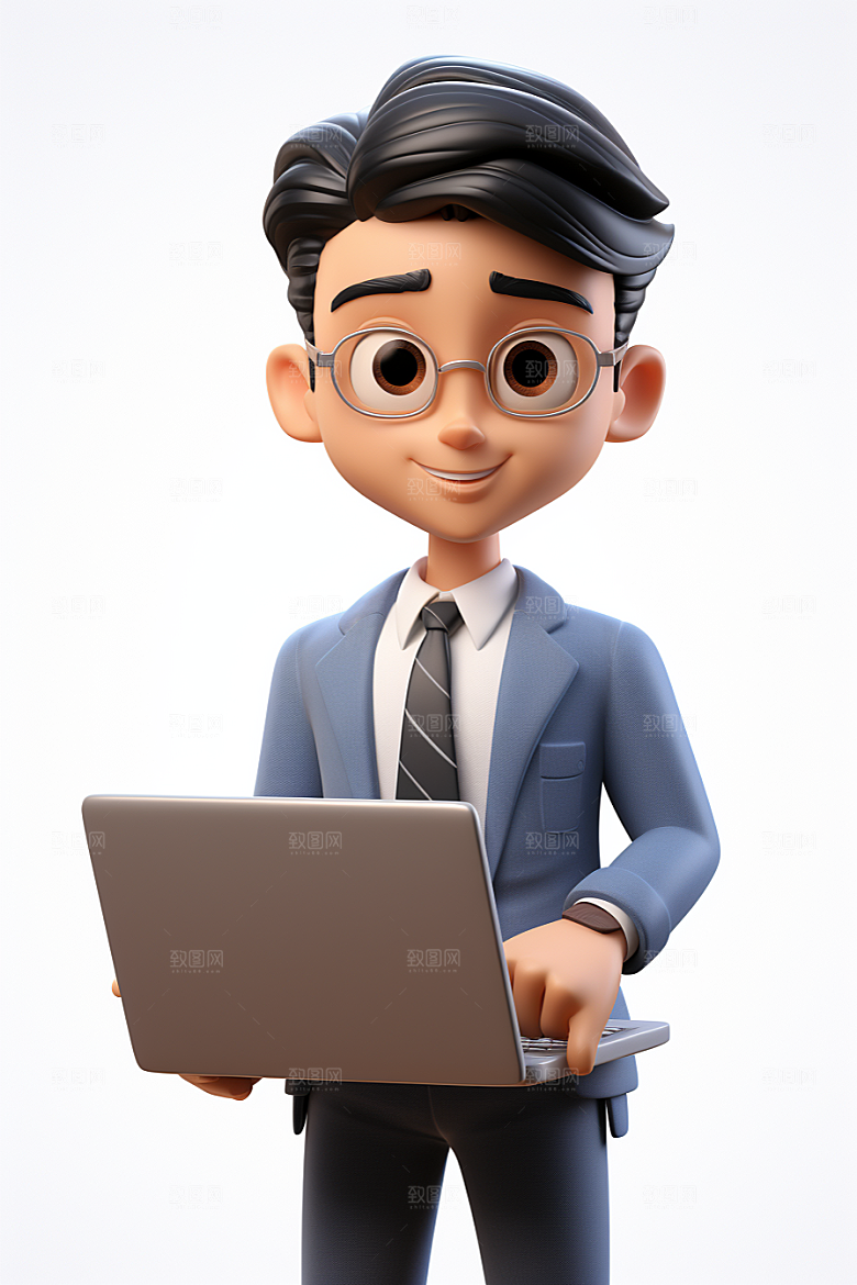 电脑工作人物上班族3D模型