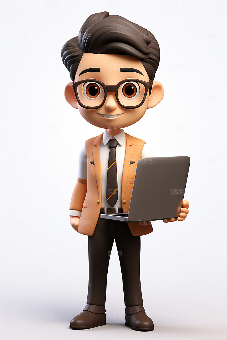 电脑工作人物白领工作模型