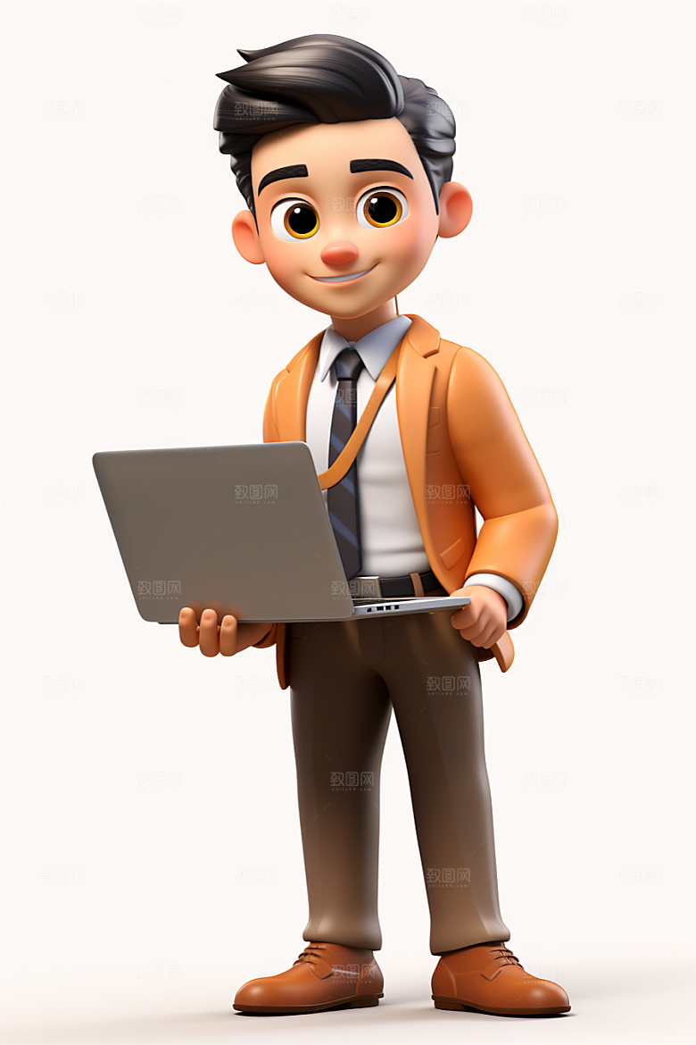 电脑工作人物打工白领模型