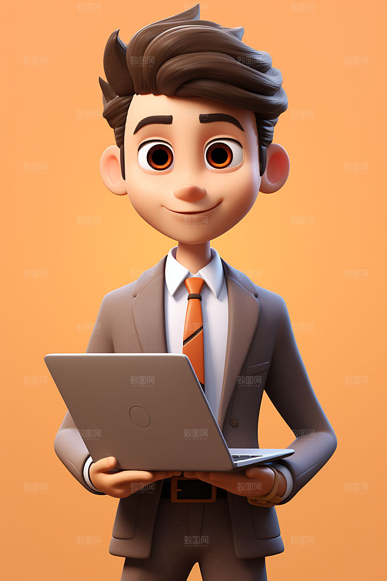 电脑工作人物肖像加班模型