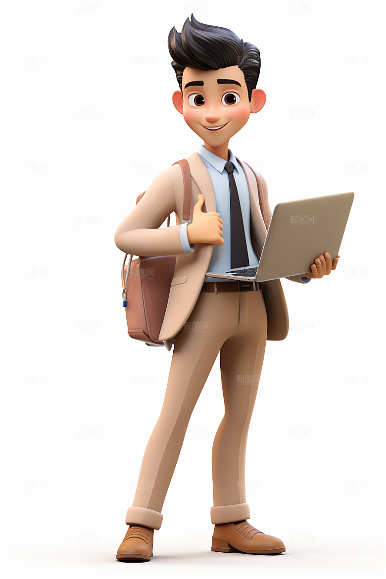 电脑工作人物3D高清模型