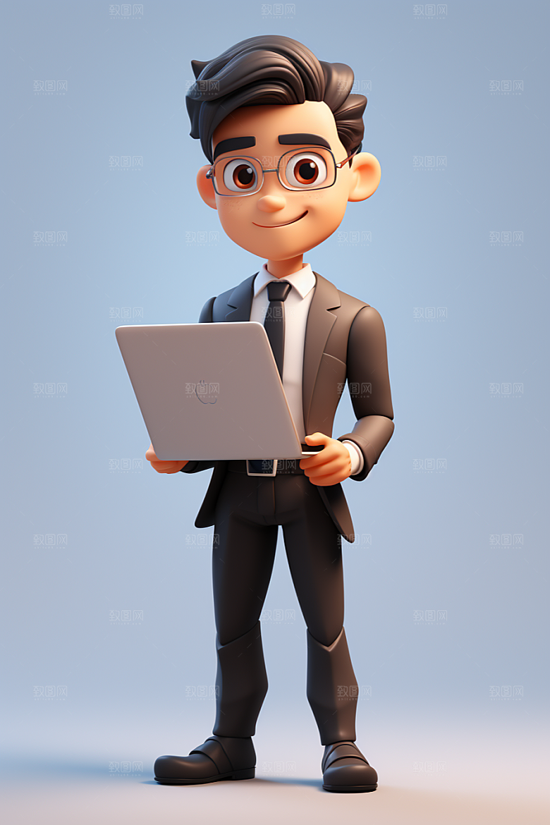 电脑工作人物3D高清模型