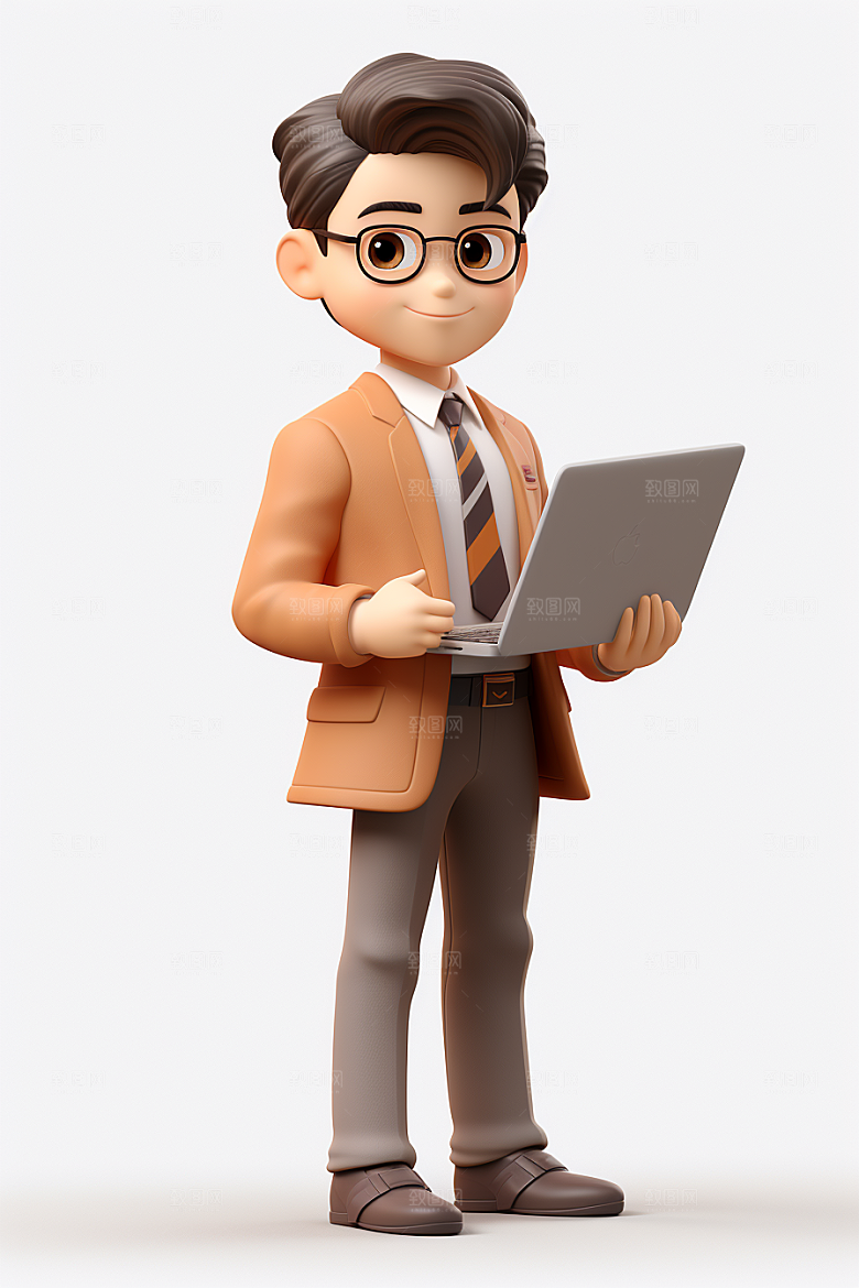 电脑工作人物3D工作模型