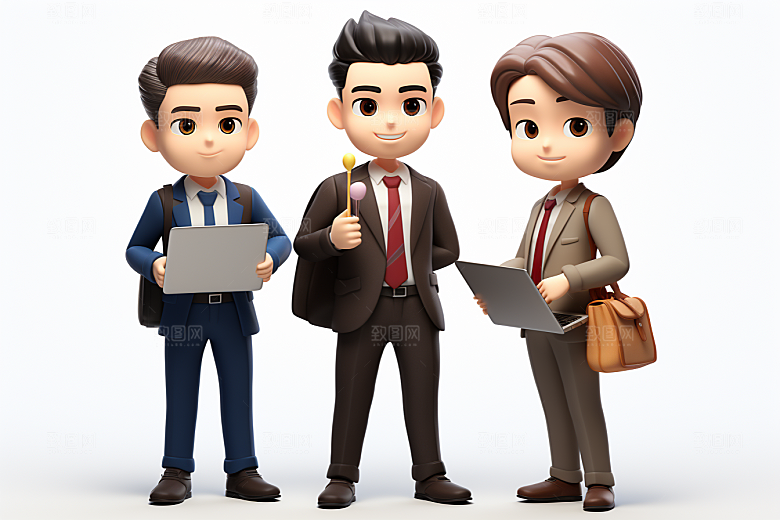 电脑工作人物加班白领模型