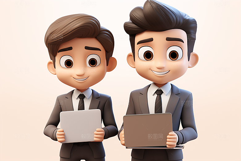 电脑工作人物上班族3D模型