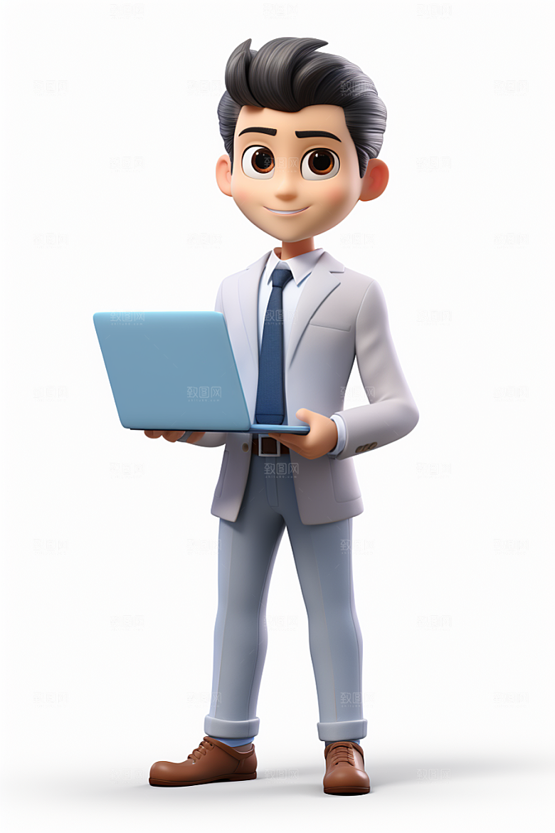 电脑工作人物肖像加班模型