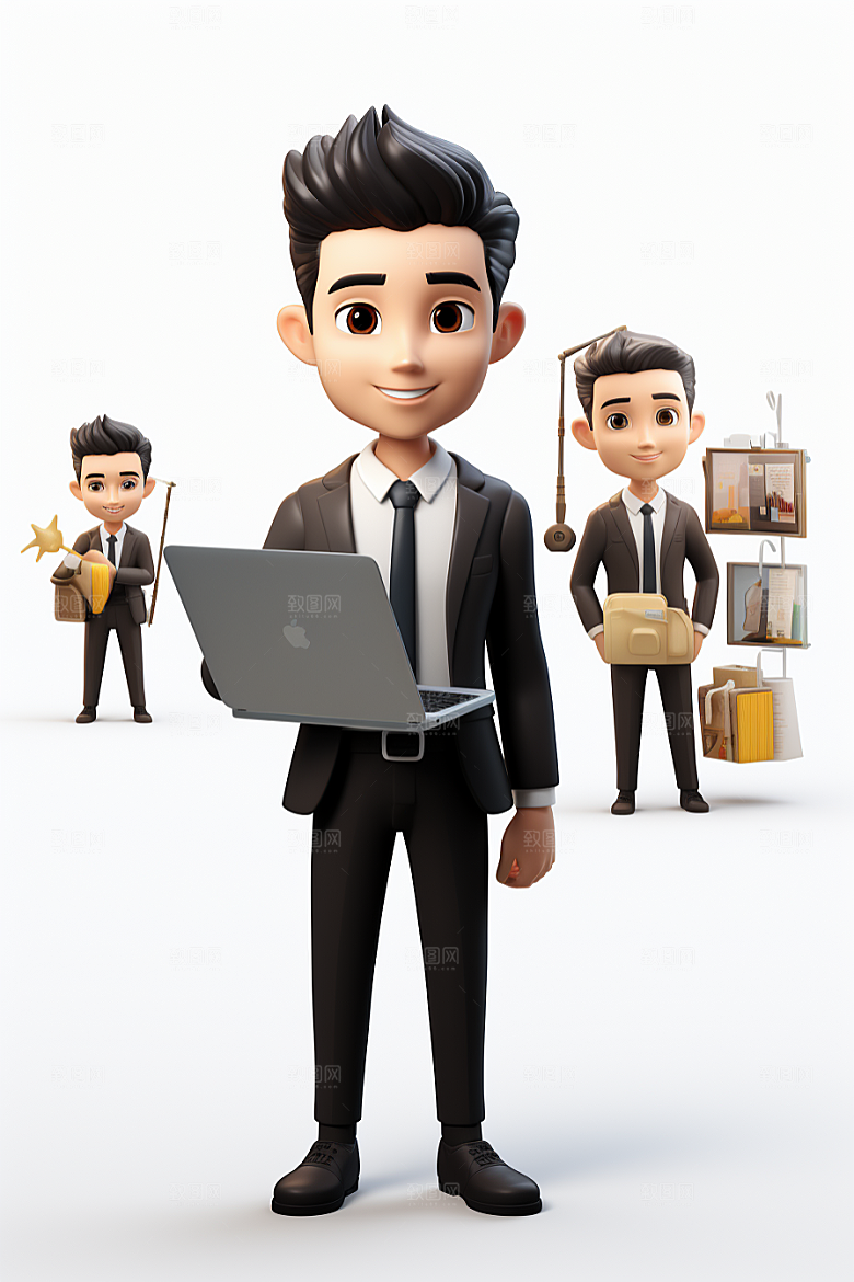 电脑工作人物高清工作模型