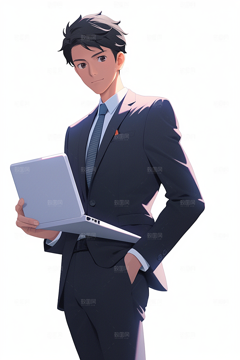电脑工作人物3D白领模型