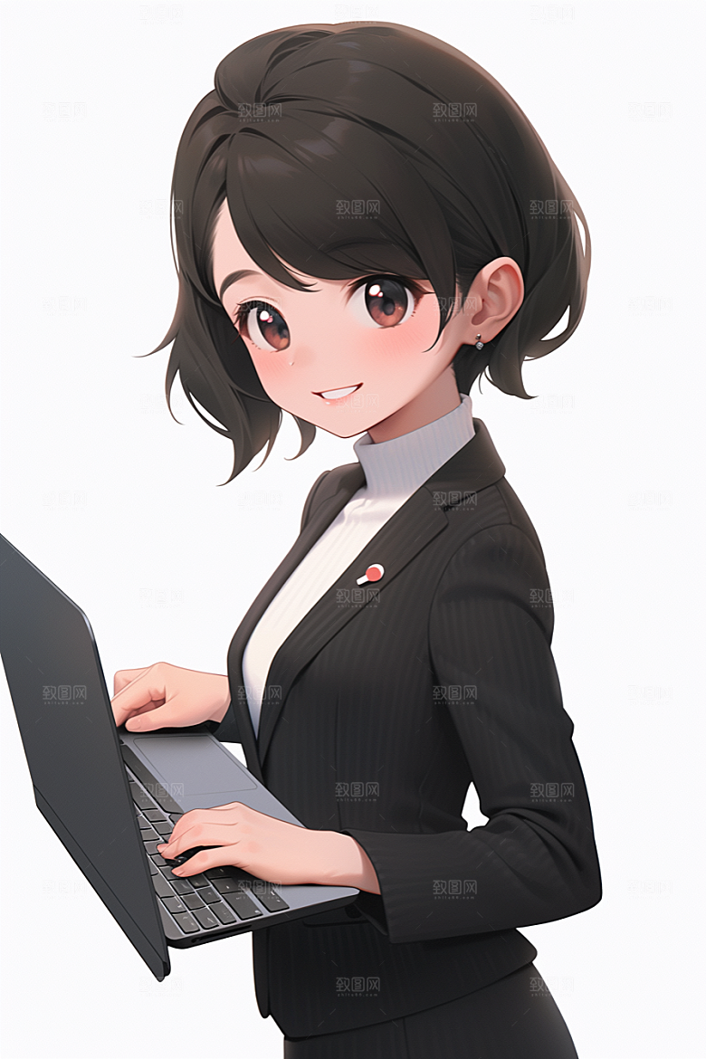 电脑工作人物加班白领模型