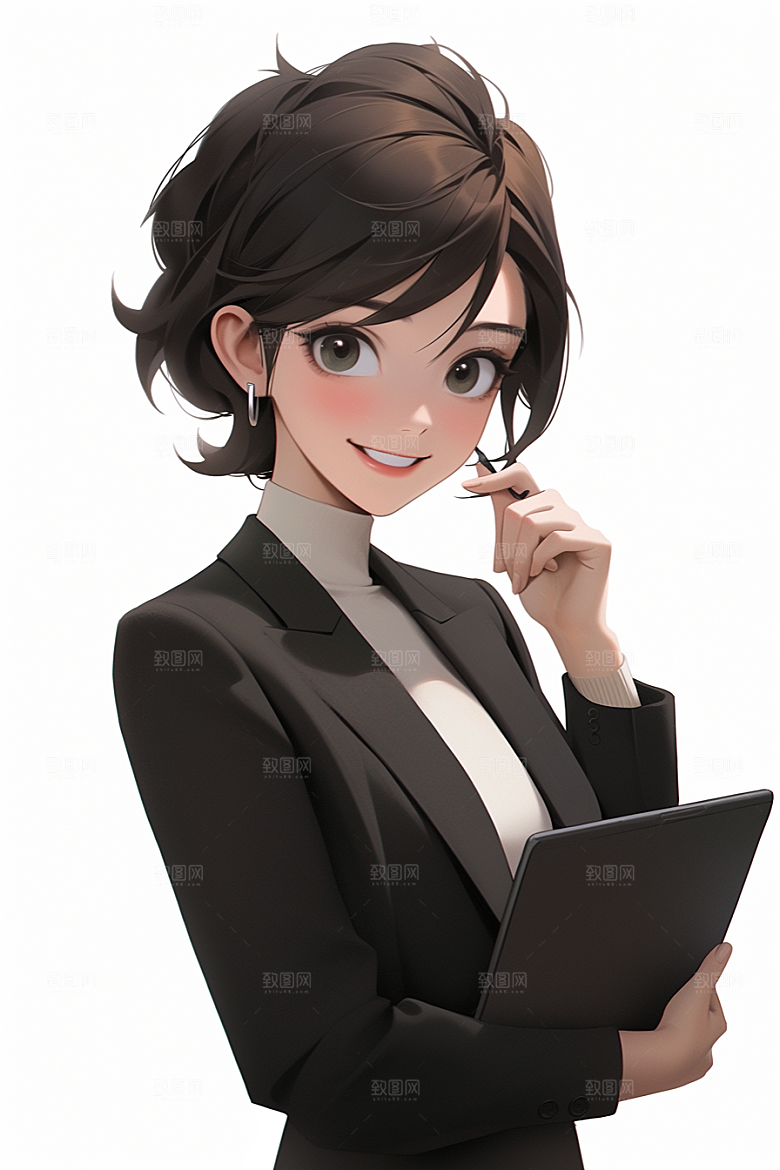 电脑工作人物高清白领模型
