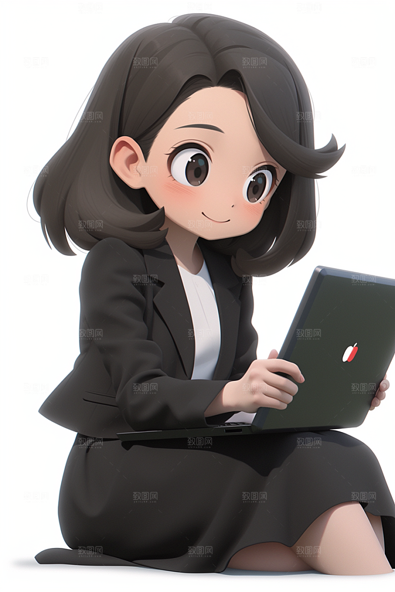 电脑工作人物3D高清模型