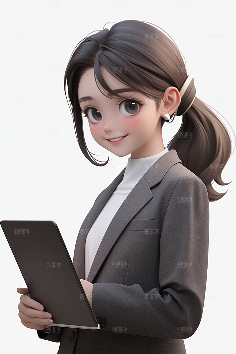 电脑工作人物3D打工模型