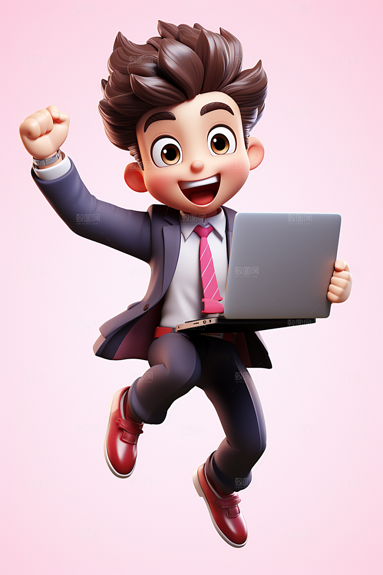 电脑工作人物上班族3D模型