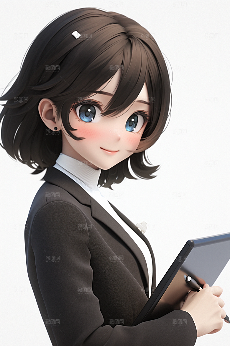 电脑工作人物工作3D模型
