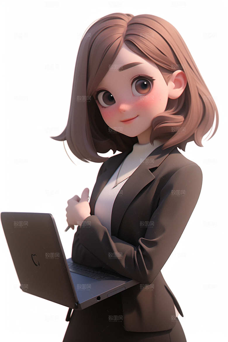 电脑工作人物工作白领模型