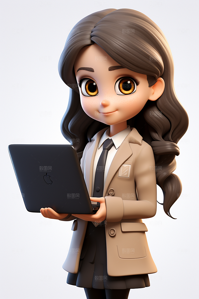 电脑工作人物加班白领模型