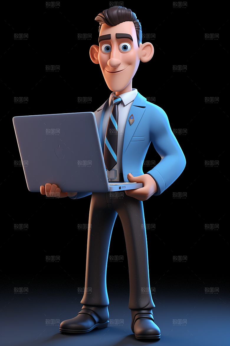 电脑工作人物上班族3D模型