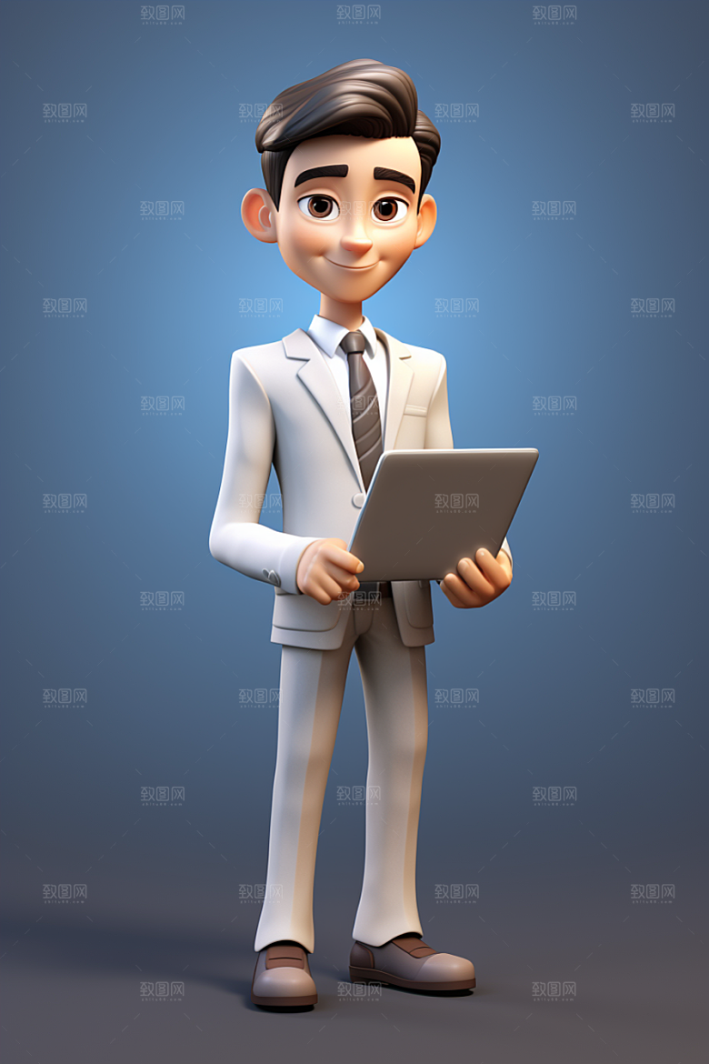 电脑工作人物3D肖像模型