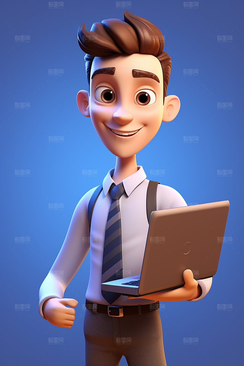 电脑工作人物白领工作模型