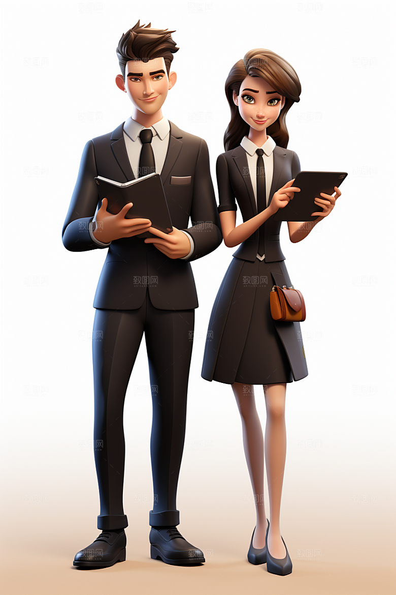 电脑工作人物上班族高清模型