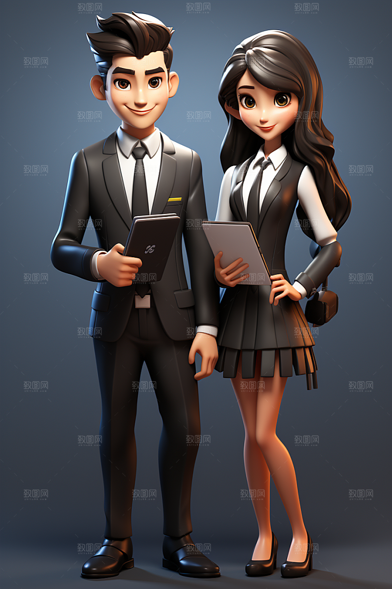 电脑工作人物肖像加班模型