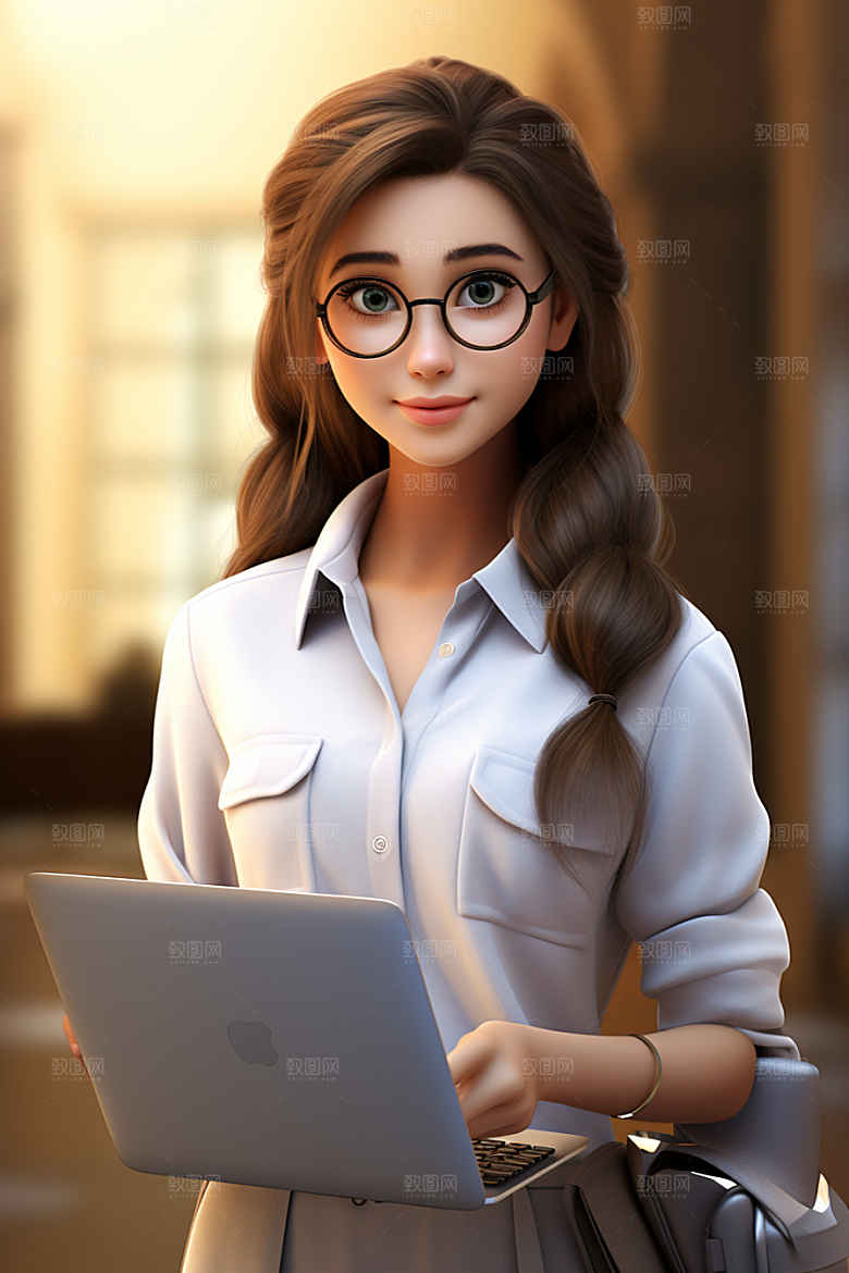 电脑工作人物工作肖像模型