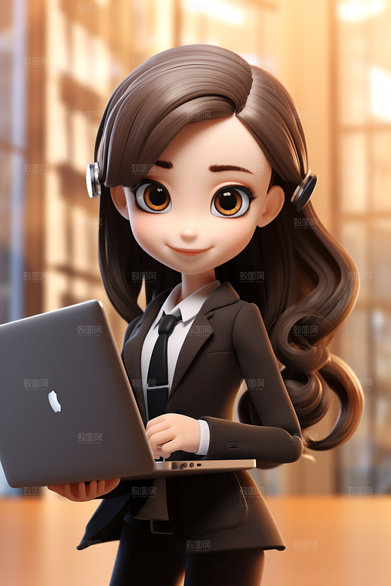 电脑工作人物高清打工模型