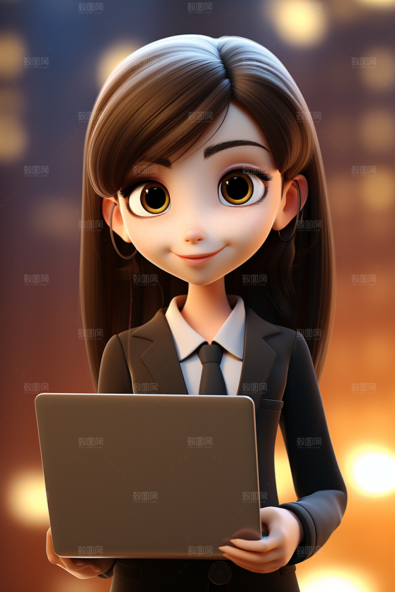 电脑工作人物高清肖像模型