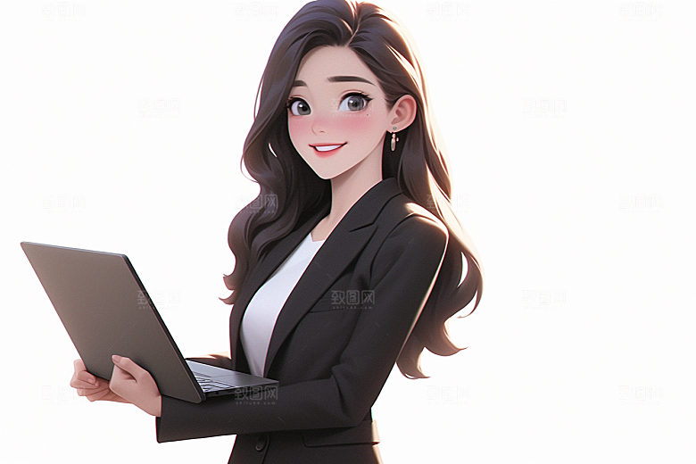 电脑工作人物白领肖像模型
