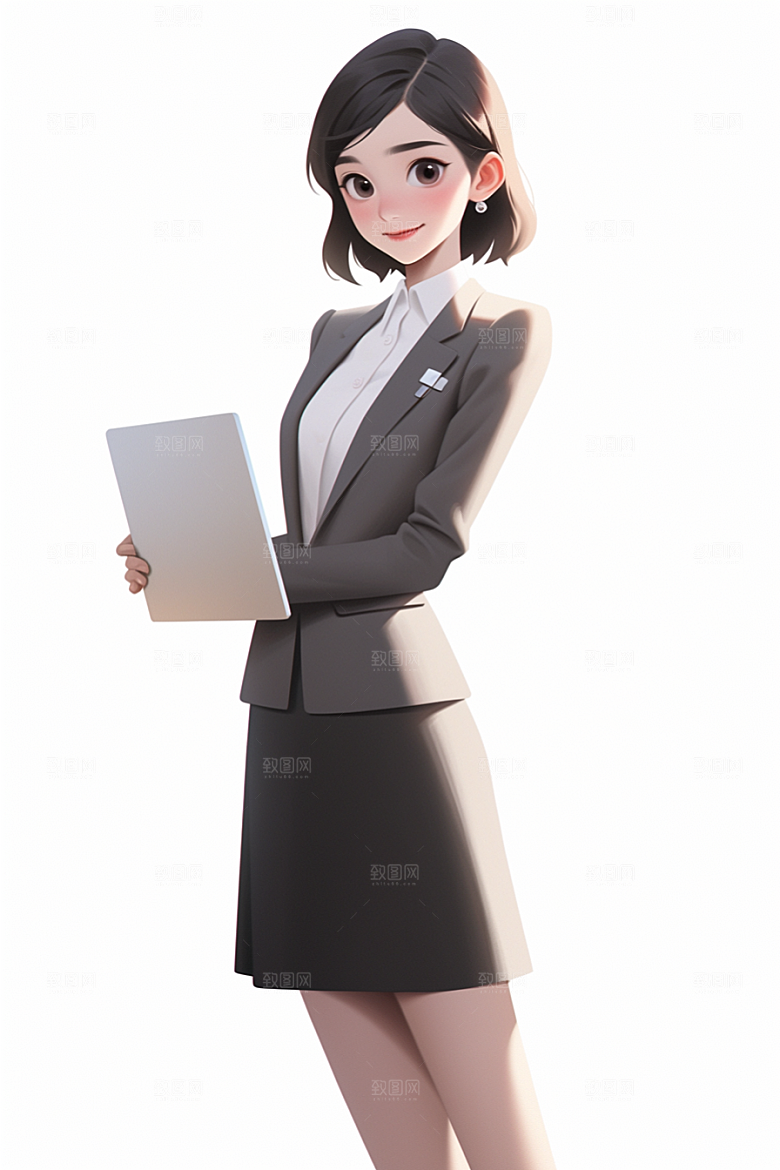 电脑工作人物加班肖像模型