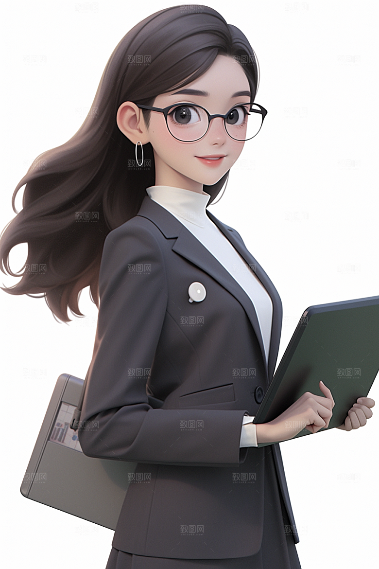 电脑工作人物办公室高清模型