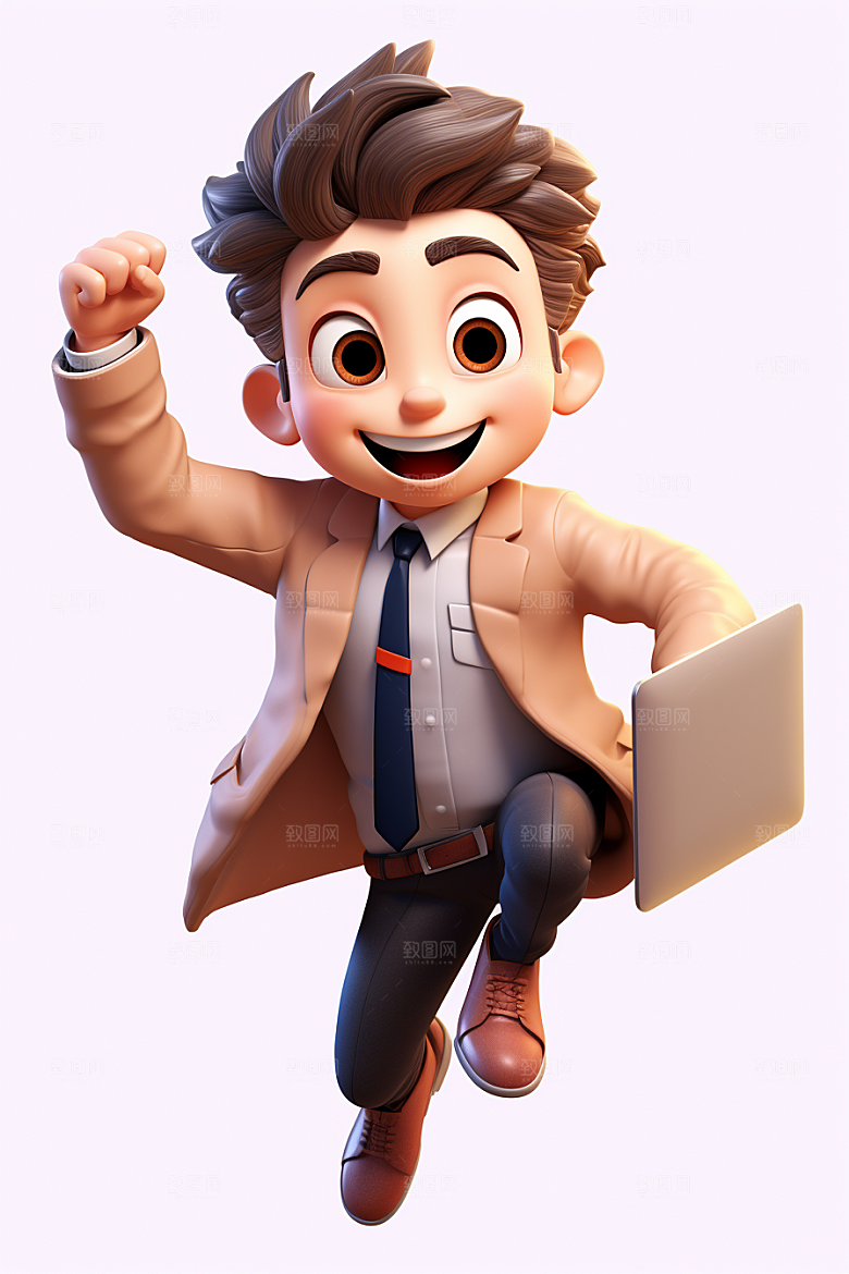 电脑工作人物办公室3D模型