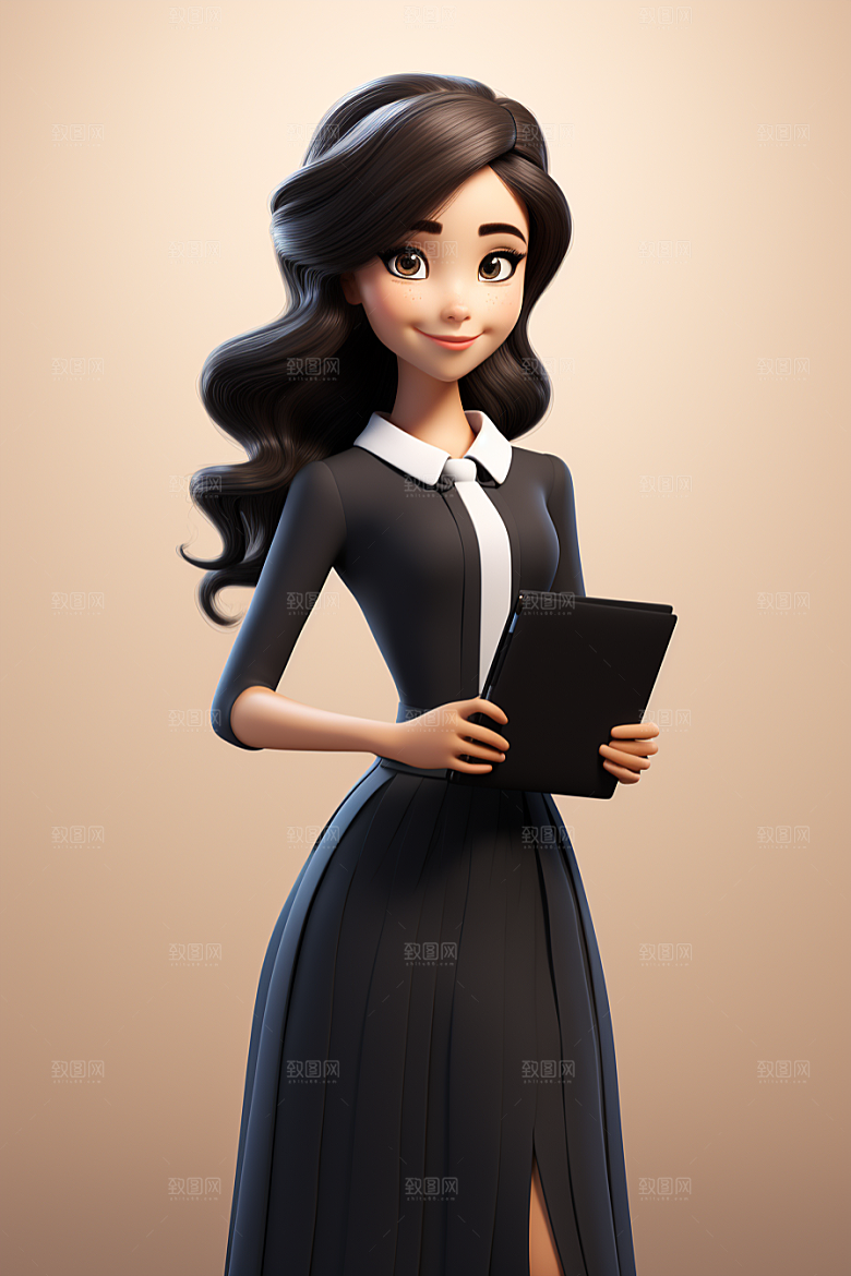 电脑工作人物工作3D模型