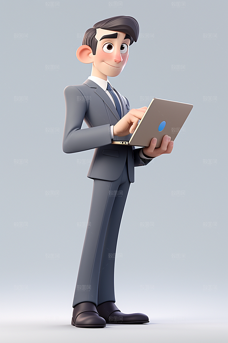电脑工作人物3D打工模型