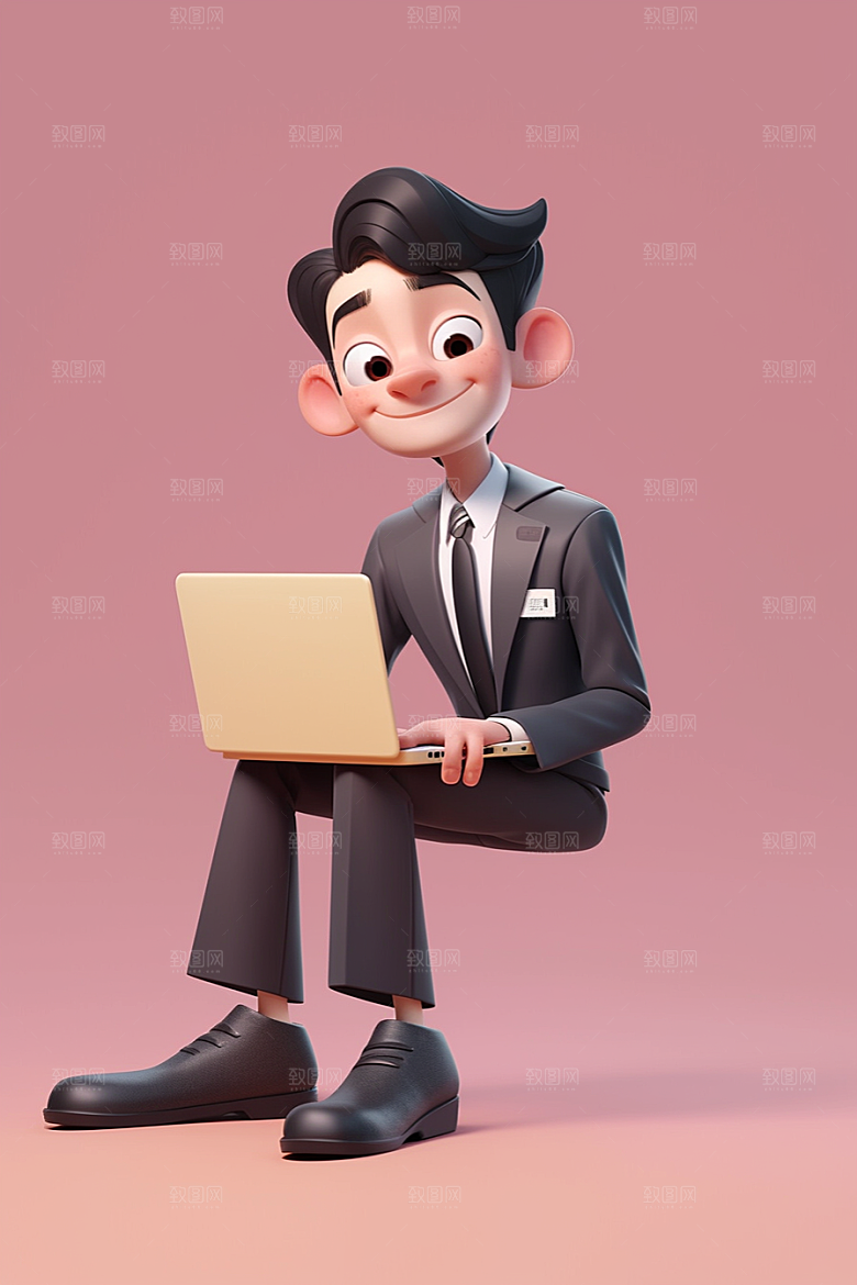 电脑工作人物3D办公室模型